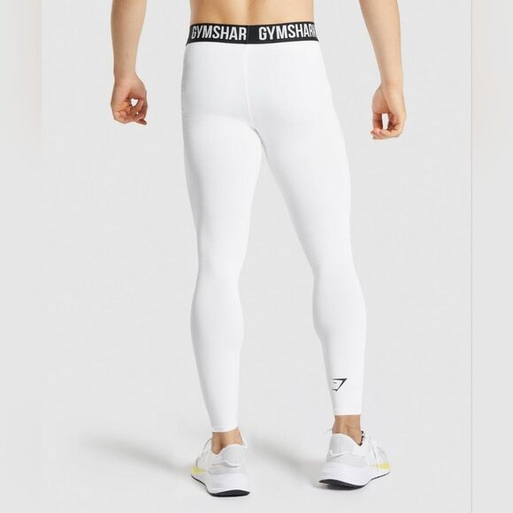 Gymshark Men's Element Baselayer Compression Fit Leggings Size S in White NWT‎ - Picture 2 of 7